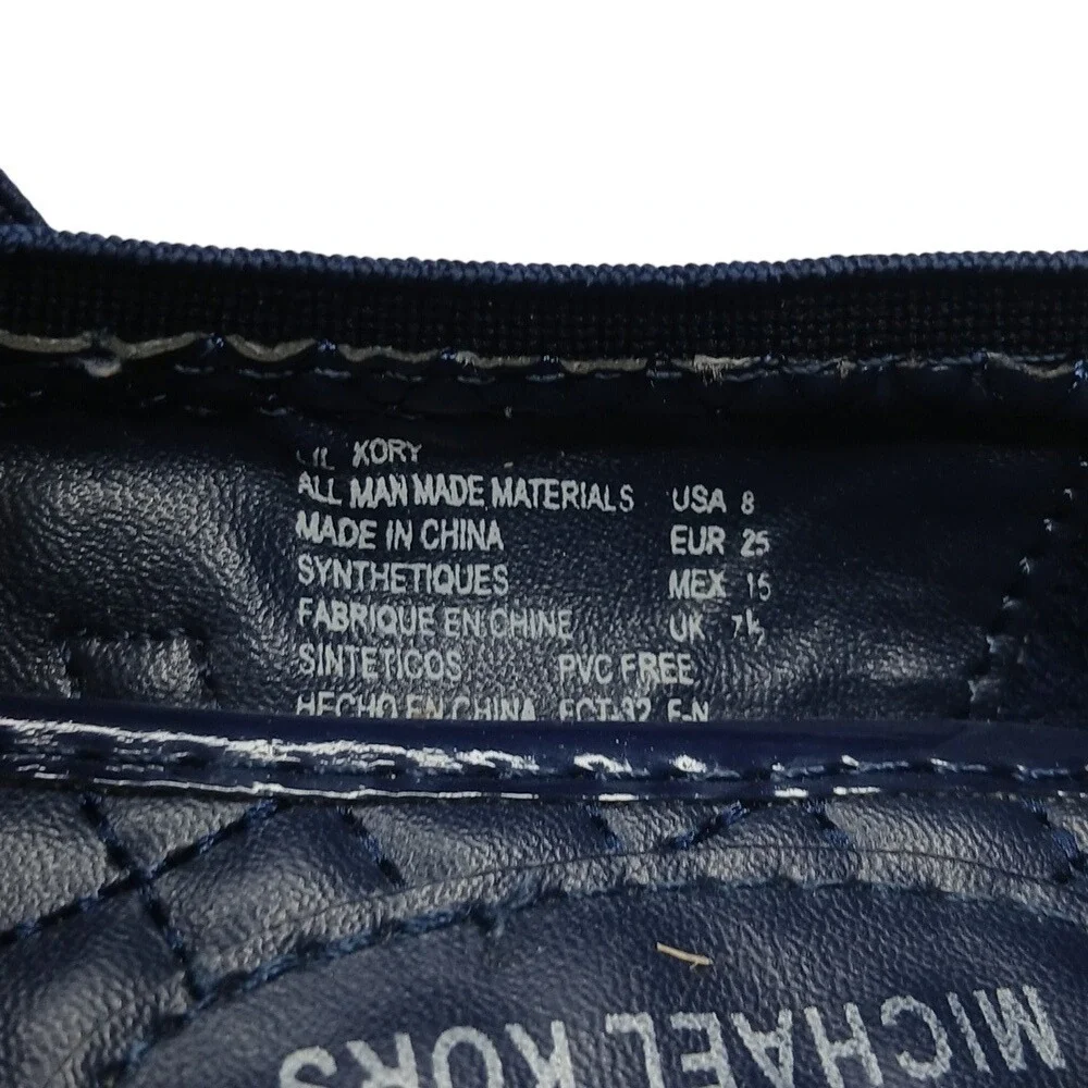 Michael Kors Lil Kory Ballet Flats Girls Size 8 Navy Blue Sequin‎ Mary Jane Bow
